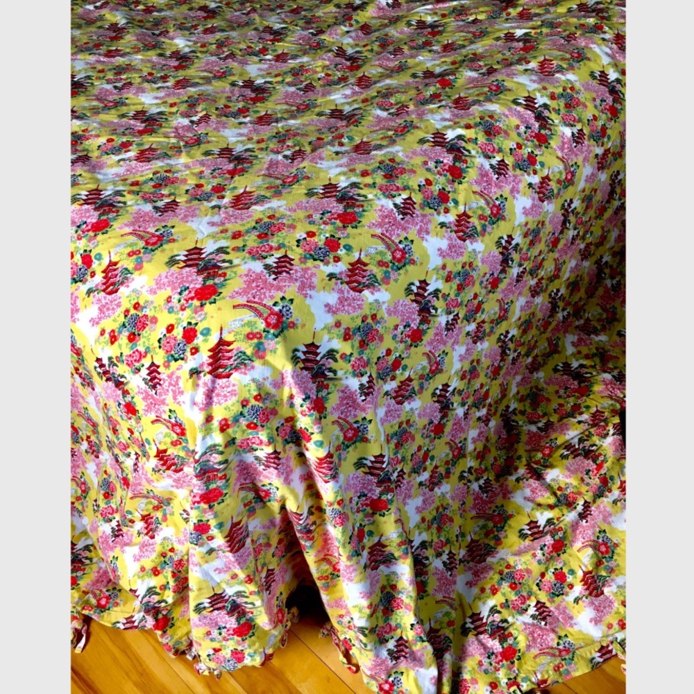 Garnet Hill Duvet Cover Asian Garden Scene King Size Made in Portugal